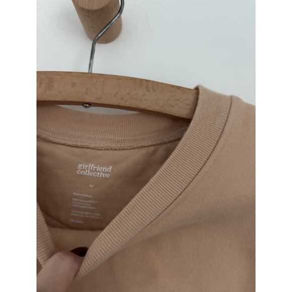 GIRLFRIEND COLLECTIVE 50/50 Cropped Sweatshirt Womens SZ S Tan Organic - Picture 5 of 6
